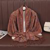 Acrylic Knit Shawl Scarf With Ethnic Jacquard Tassels All-Season Wearable Wrap Women