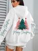 Merry Christmas Tree Print Women's Loose Y2K Hip Hop Hoodie