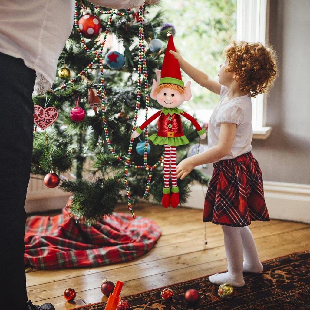 65cm Christmas Elves Doll Plush Figure with Long Legs Holiday Decoration for Home Living Room Fireplace Table Decor Xmas Gifts