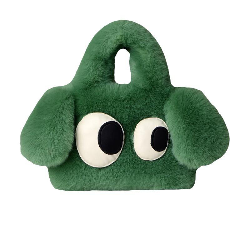 New autumn and winter plush bag cute big-eyed puppy tote bag shoulder bag crossbody sideways eye puppy bag