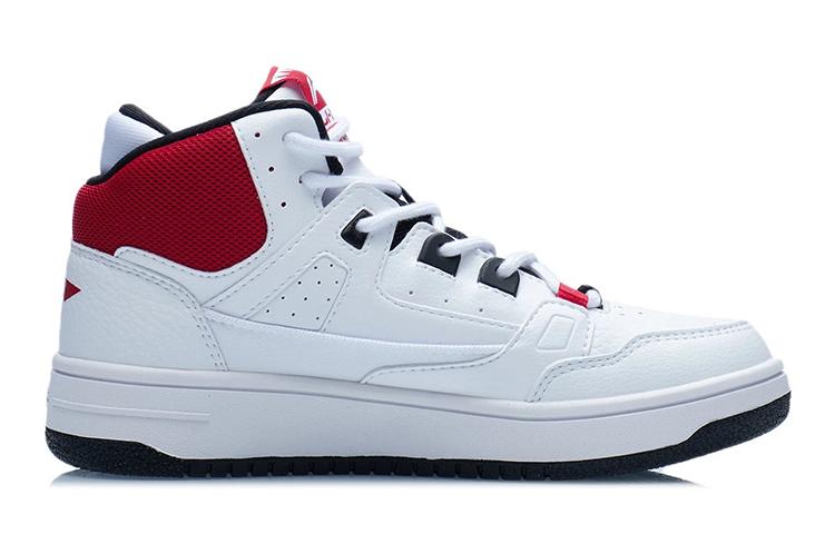 Li Ning YOUNG High Top Sports Casual Shoes White Red Unisex YKCR228-3