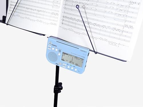 Seiko Metronome Tuner, High Volume, Music Stand Mountable, Ideal for Brass Bands, Blue, STH200BL