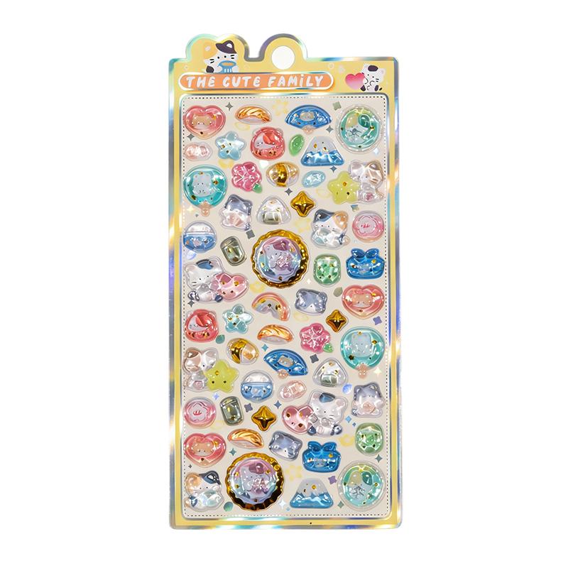 Cartoon Cute Animal Crystal Relief 3D Stickers Scrapbooking Journaling Diary Phone Case Decoration
