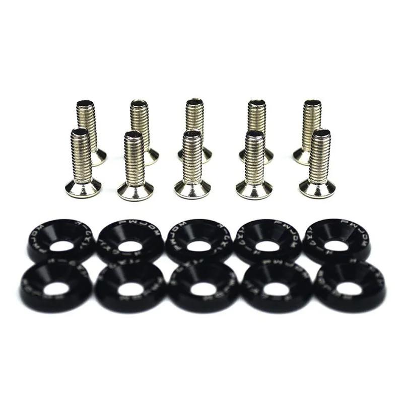 Car Modification Hex Fasteners 10 Pack M6 JDM Fender Washer Bumper Engine Concave Screws Fender Washer License Plate Bolts