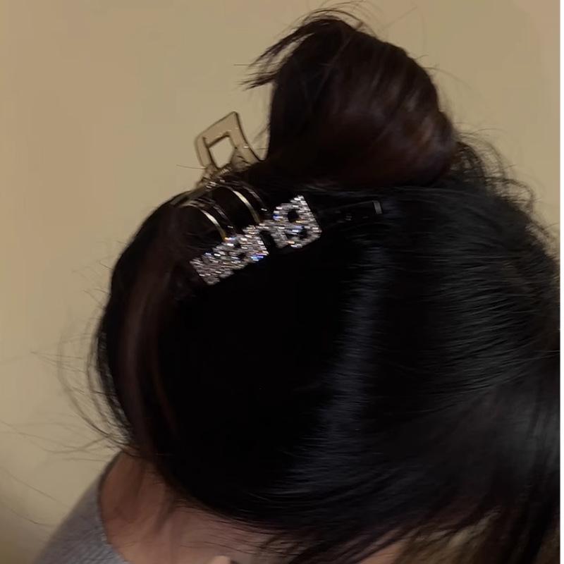 Transparente Metall-Haarspange mit Diamanten - Vielseitig, Groß, Schlichter Feiertagsstil