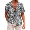Hawaiian Mens Shirts Lapel Short-Sleeved Shirt Mexican Style Clothing Casual Loose Button-Down Shirt