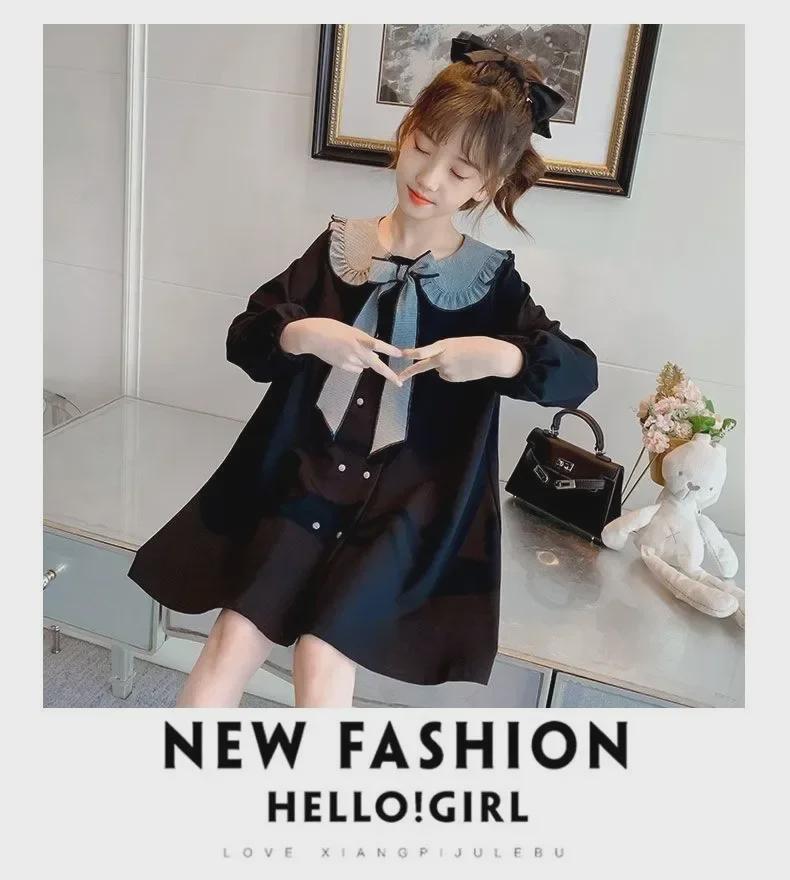 Roztomilé dívčí šaty s límečkem pro panenky z roku 2024 – ve stylu korejské princezny na jaro/podzim