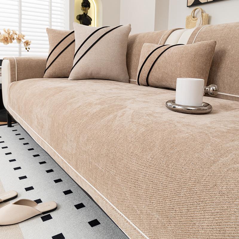 

1pc Stylish Beige & Gray Geometric Sofa Cover - Non-Slip, All-Season Polyester Blend Couch Protector for Modern Home Decor, Couch Covers for Sofa 90*160cm