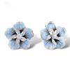 Zirconia kvinner Cubic Emalje øredobber blomst innlagt bryllup smykker Stud