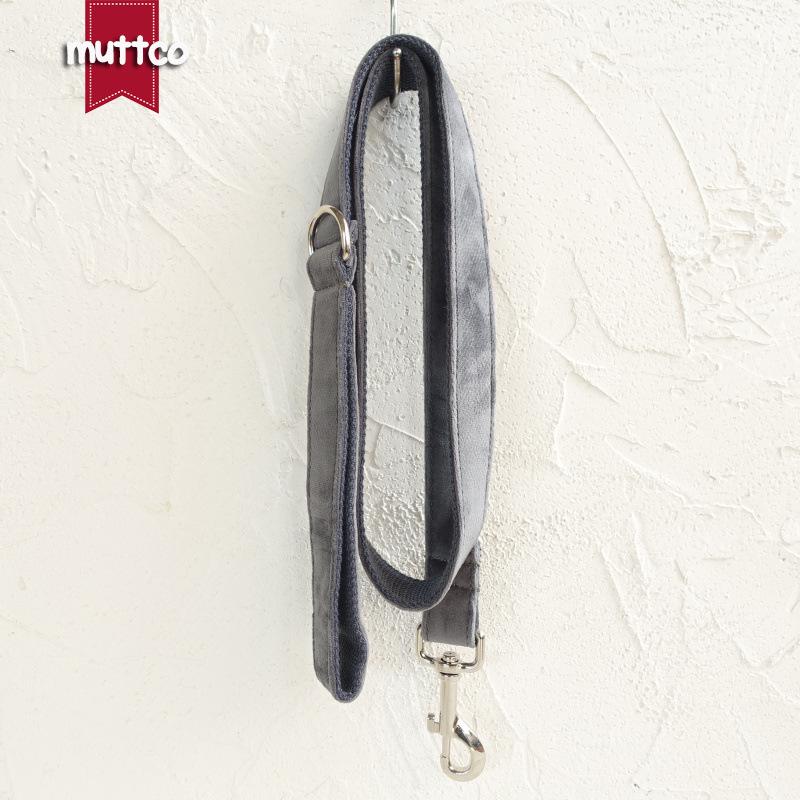 Grey Thick Velvet Dog Collar Leash - UDL-108 by MUTTCO Medium