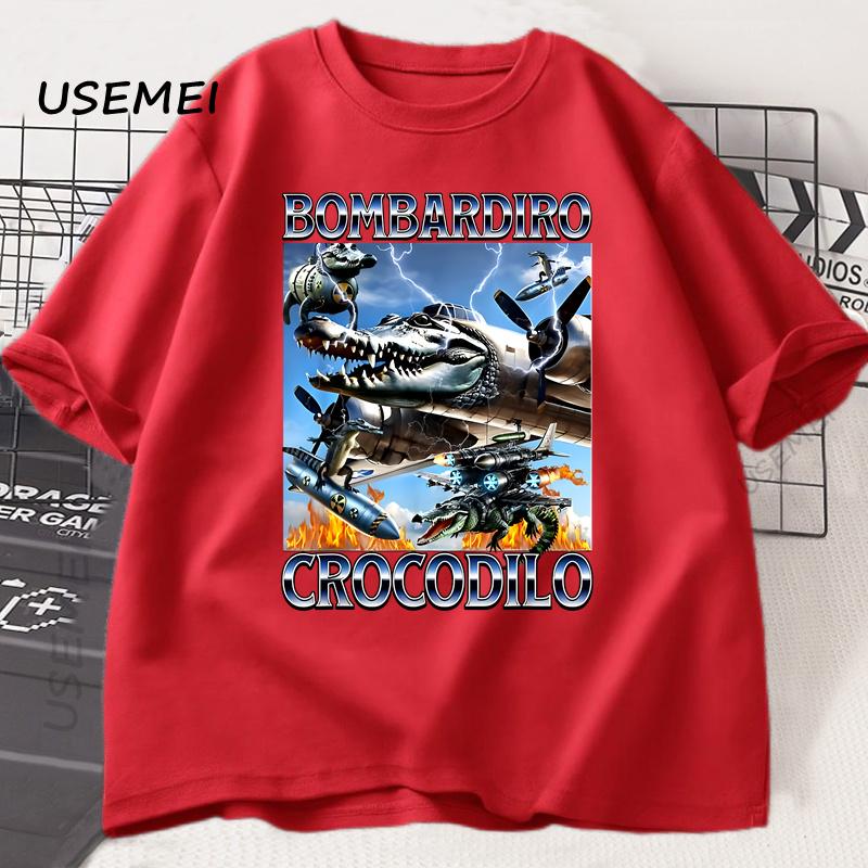 

Bombardiro-Crocodilo Italian Brainrot Meme T-Shirt Humor Funny Graphic Tees Cotton Novelty Short Sleeve Tshirt Unisex Streetwear M