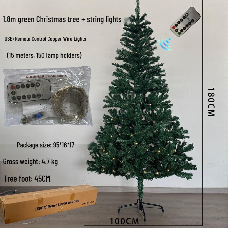 Eco-Friendly PVC Encrypted Christmas Tree - Artificial Large Green Tree for Living Room Decorations
