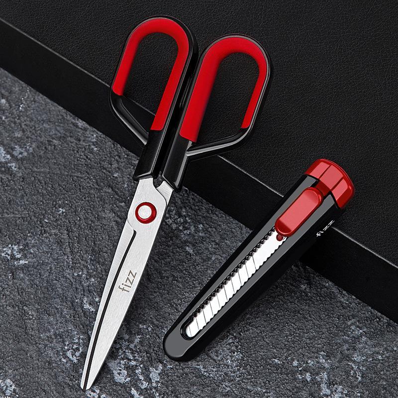 

1Set Integrated Cutter Blade Tape Cutting Anti Adhesive Non Sticky Scissors Multifunctional 2 In 1 Fluoride Coated Sharp Scissor A2