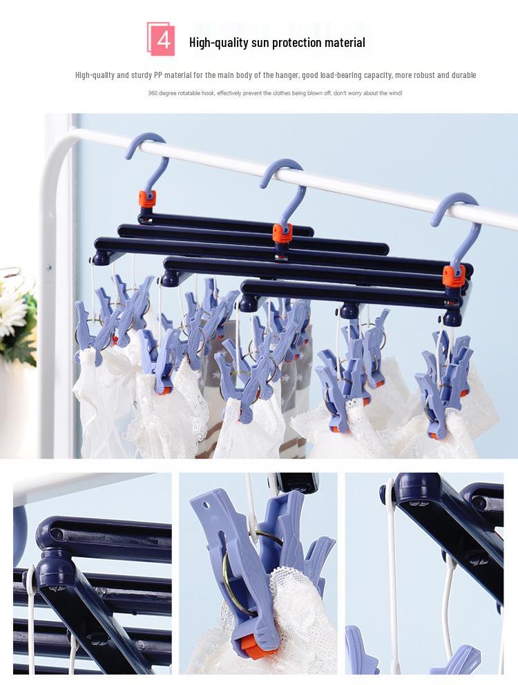 Multi-Functional Retractable Windproof Clothes Drying Rack with Seamless 3D Design and Storage Clips