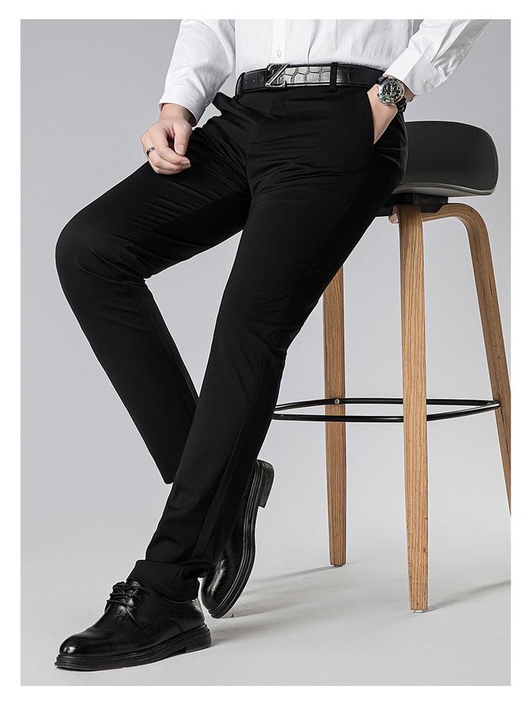 2026 Spring/Summer Men's Slim Fit Ice Silk Casual Pants - Korean Style, Straight Leg, Versatile and Fashionable.