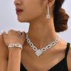 Jewelry Set High-end Full Diamond Three-piece Necklace Earrings Bracelet Dinner Dress Jewelry Accessories.