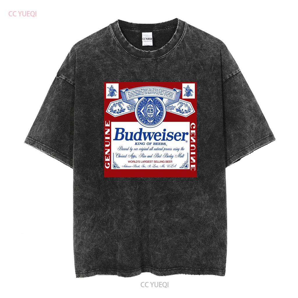 Officially Licensed Budweiser T Shirt Vintage Washed Designer Clothes Streetwear Casual Unisex Breathable Slightly Stretched