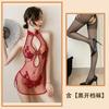 Sexy Sexy Lace Slit Free Uniform Mesh Classical Embroidery Cheongsam Temptation Perspective Set