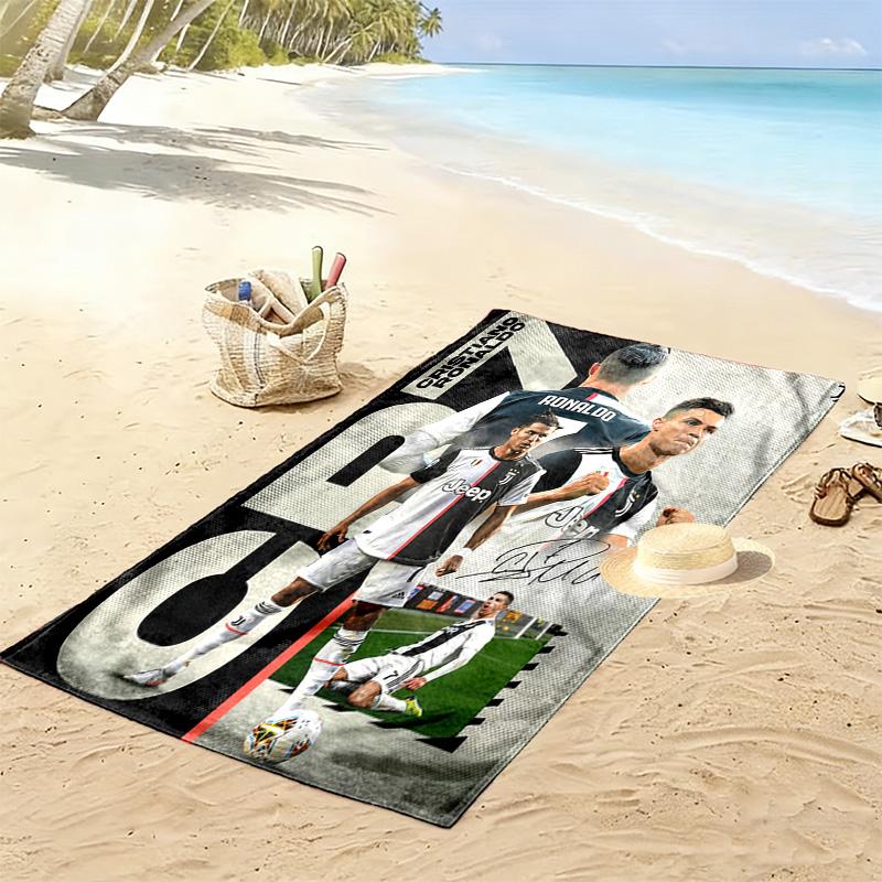 Cristiano Ronaldo: Asciugamano da spiaggia Legend Football Portatile per viaggi Campeggio all'aperto Asciugamano da bagno ad asciugatura rapida Assorbente Asciugamano da piscina all'aperto
