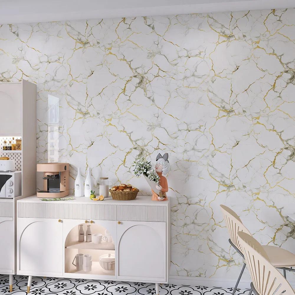 40cm Kitchen Living Room Bedroom Wallpaper Modern Style Marble Home Decoration Waterproof Oil Resistant Self-adhesive