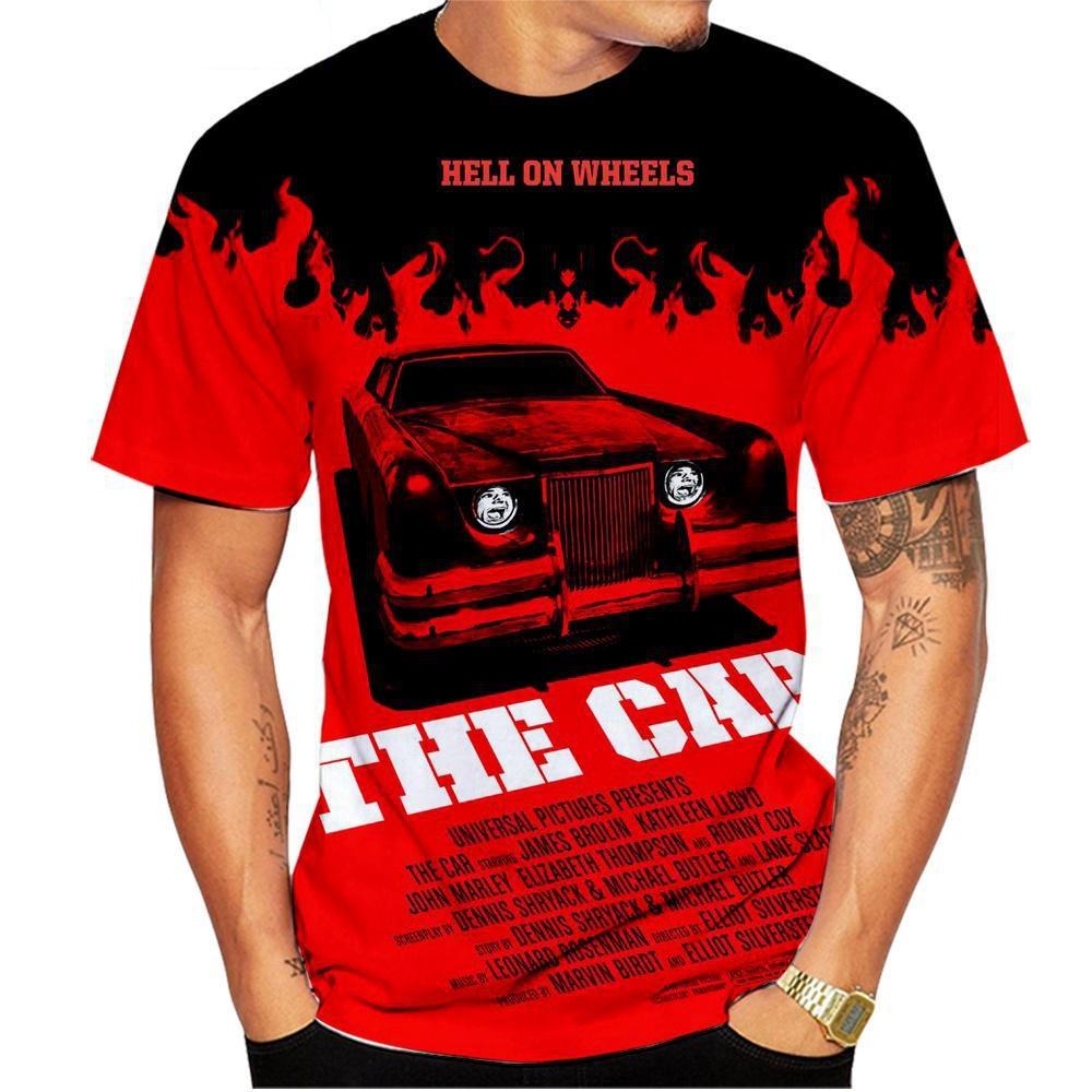 

Мужская повседневная футболка Christine Stephen King, черный топ с короткими рукавами и короткими рукавами с 3D принтом «Машина ужасов Стивена Кинга» XL