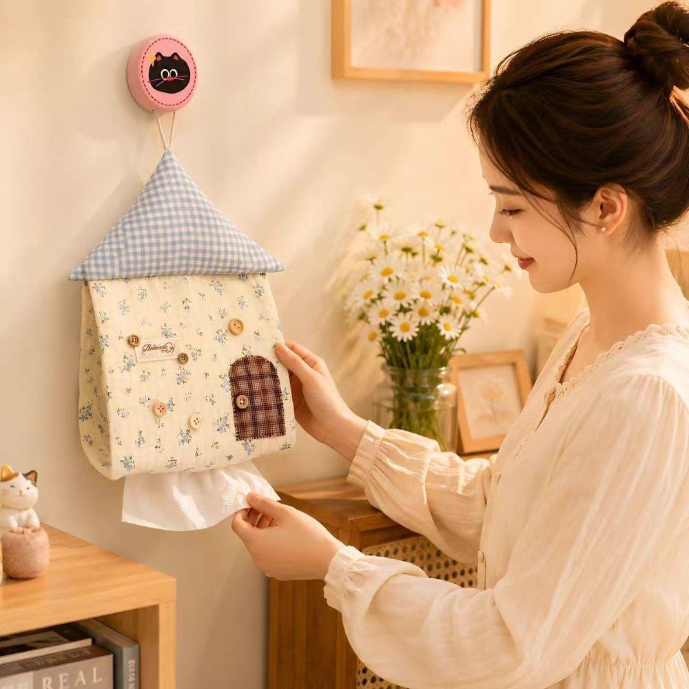 Hanging Type Tissue Box Cover Portable Design Tissue Storage Bag Kawaii Paper Towel Holder Car