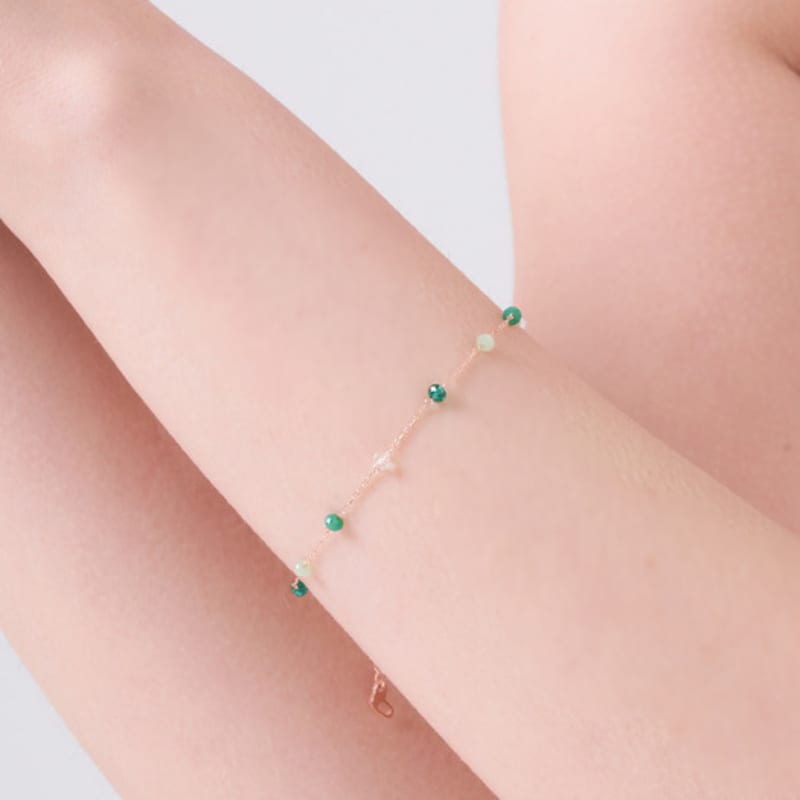 ELLE Schmuck Grüner Perlenpunkt Armband ELBRBB101