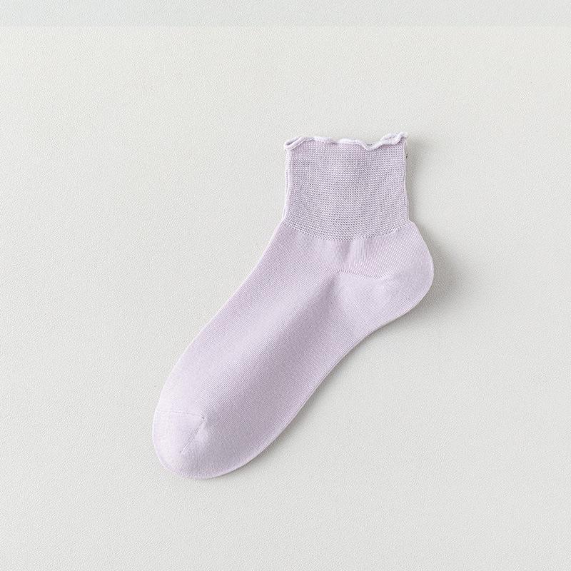 Women's Lace Loose-fitting Short Socks, Loose and Thin-mouthed Maternity Socks, Black Fungus and Lotus Leaf Rim Summer Socks