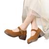 Retro Chunky Heel Women's Soft-soled Anti-slip Thick Sole Breathable Round-toe Versatile Shoes