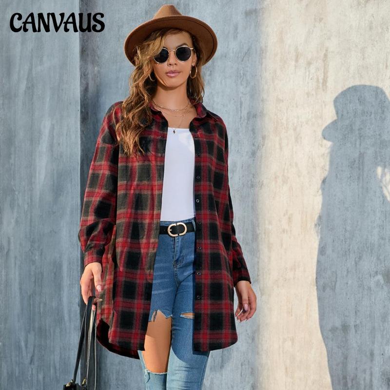 

Женская клетчатая рубашка большого размера с длинными рукавами, женская осенняя клетчатая рубашка средней длины, женское пальто в стиле ретро