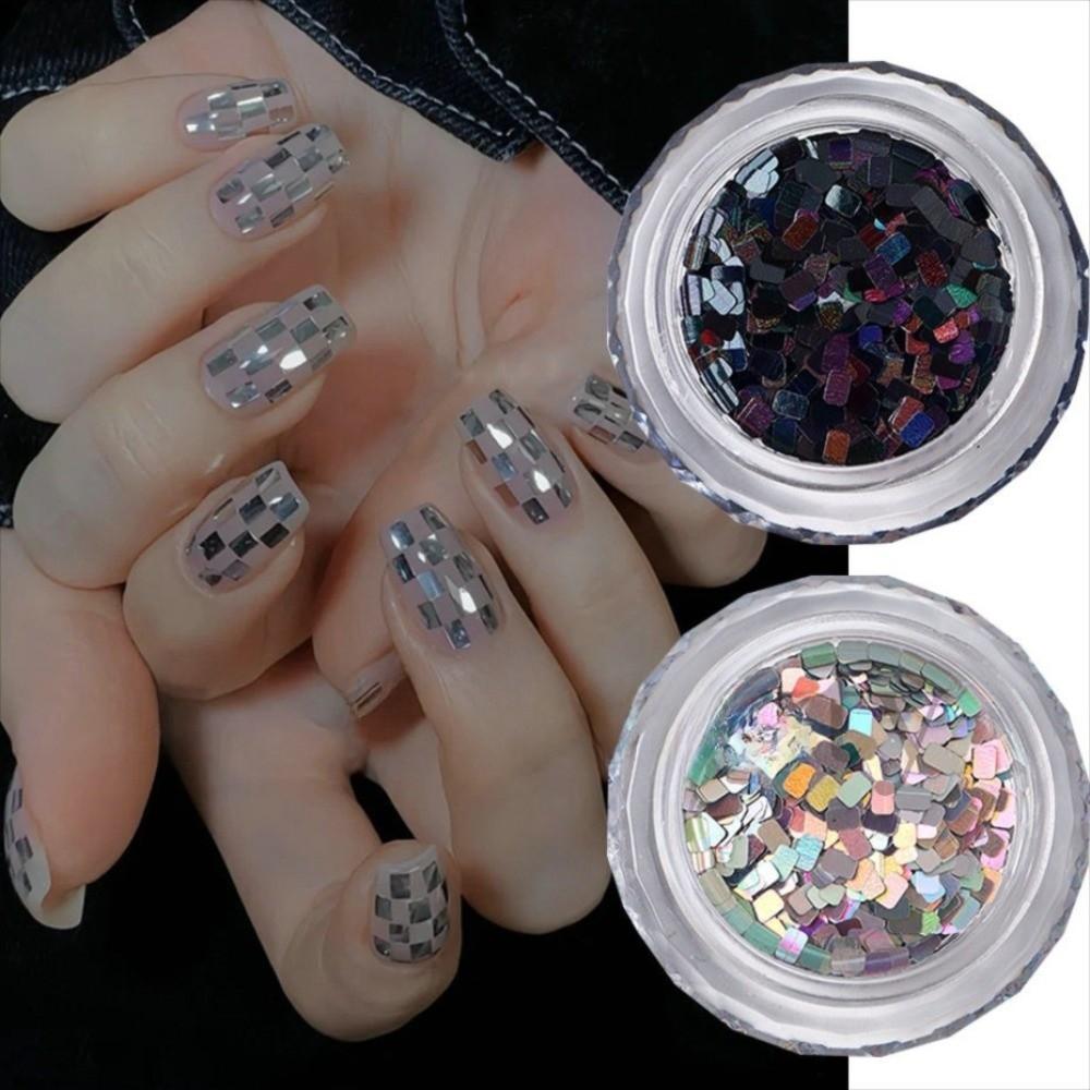 Holographic Square Nail Art Sequins Shimmering Silvery Laser Nail Glitter Decoration Metallic Nail Paillette Sequins