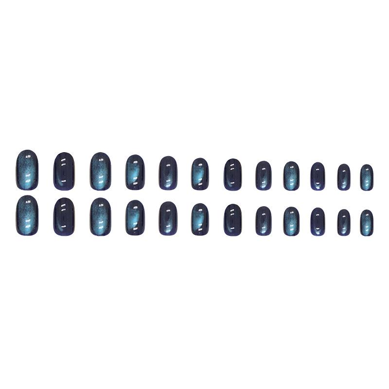 Elegant And Deep Cat'S Eye Manicure Oval Round Head Nail Piece Sweet And Cool White Fake Nail Finished Wear Nail