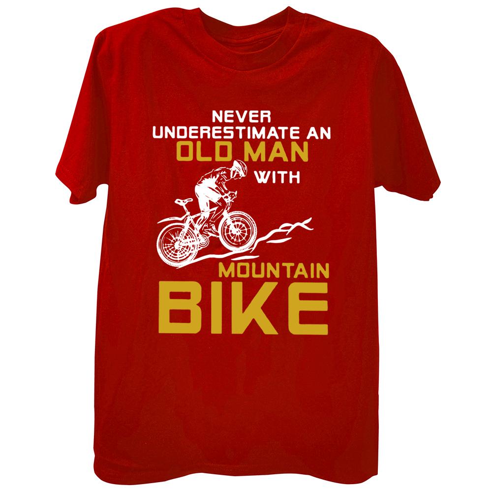 

Never Underestimate An Old Unisex With A Mountain Bike T Shirt Bicycle Graphic Cotton Short Sleeve Birthday Gifts TshirtF S