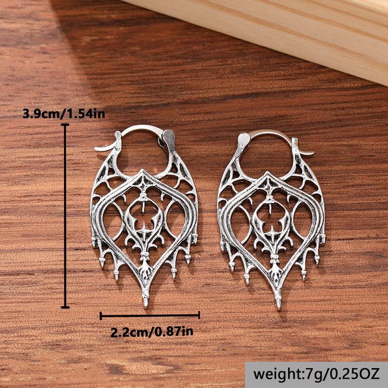 Gothic Chandelier Hoops Earrings for Women Metal Hollow Pendant Carved Court Earrings Goth Jewelry Gift