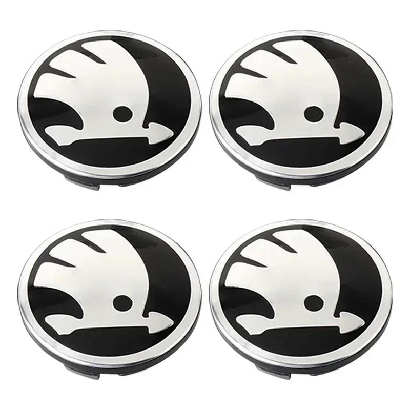 AAAAO1 4Pcs Car Styling Auto Wheel Hub Center Caps Rim Cover Badge Emblem For Skoda Octavia MK2 MK3 A7 Karoq Kodiaq Superb Rapid Fabia
