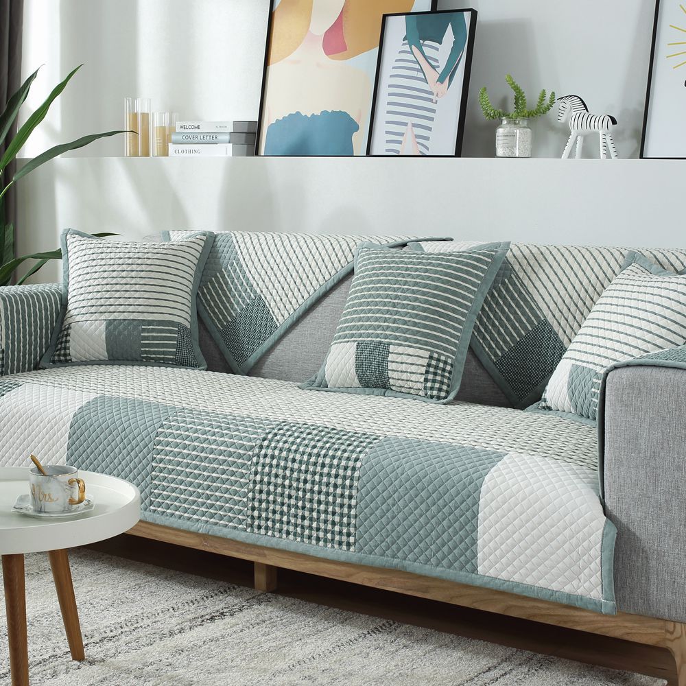High Quality Printed Cotton Couch Pad Thick Quilted Anti Slip All Season Sofa Cover Living Room Decoration Sofa Dust Cover Cloth