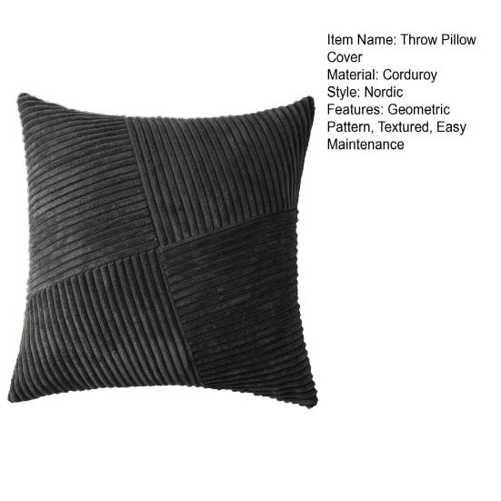 Boho Strukturierter Kissenbezug Cord Streifen Patchwork Dekokissenbezug 18x18 Zoll Rustikaler Kissenbezug für Bauernhaus Zuhause Sofa Couch Bett Wohnzimmer