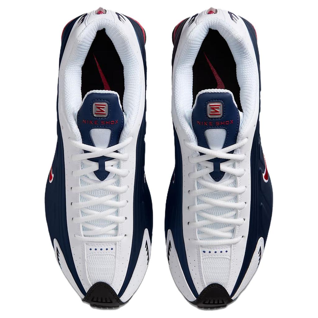 Nike Shox R4 Rutschfest Abriebfest Niedrig geschnitten Freizeit Laufschuhe Unisex Blau Weiß HQ1988-400