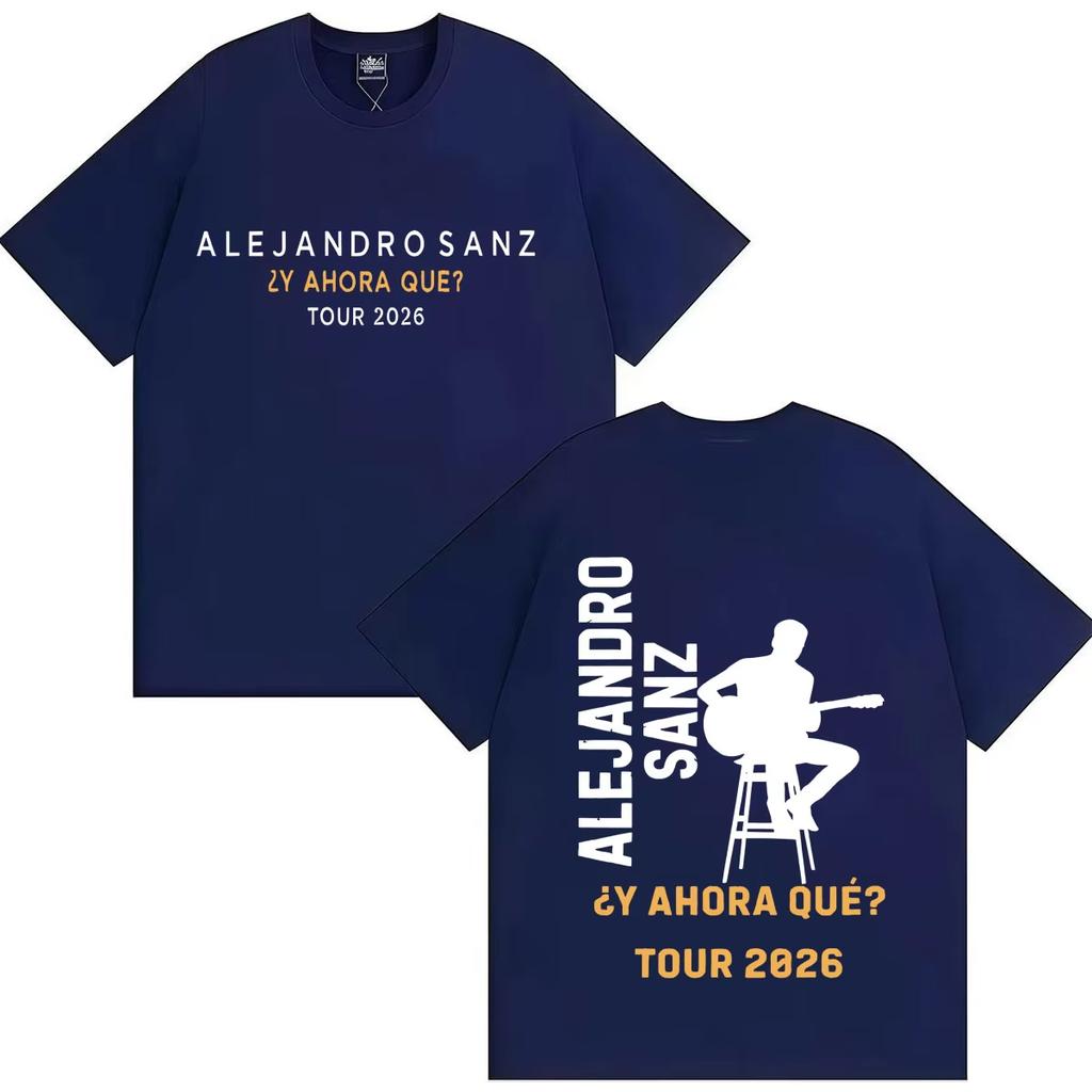 Singer Alejandro Sanz 2026 New Graphics Tshrit Crewneck Y2k Casual Short Sleeve Tees Unisexs Unisexs Pure Cotton Streetwear Hip Hop