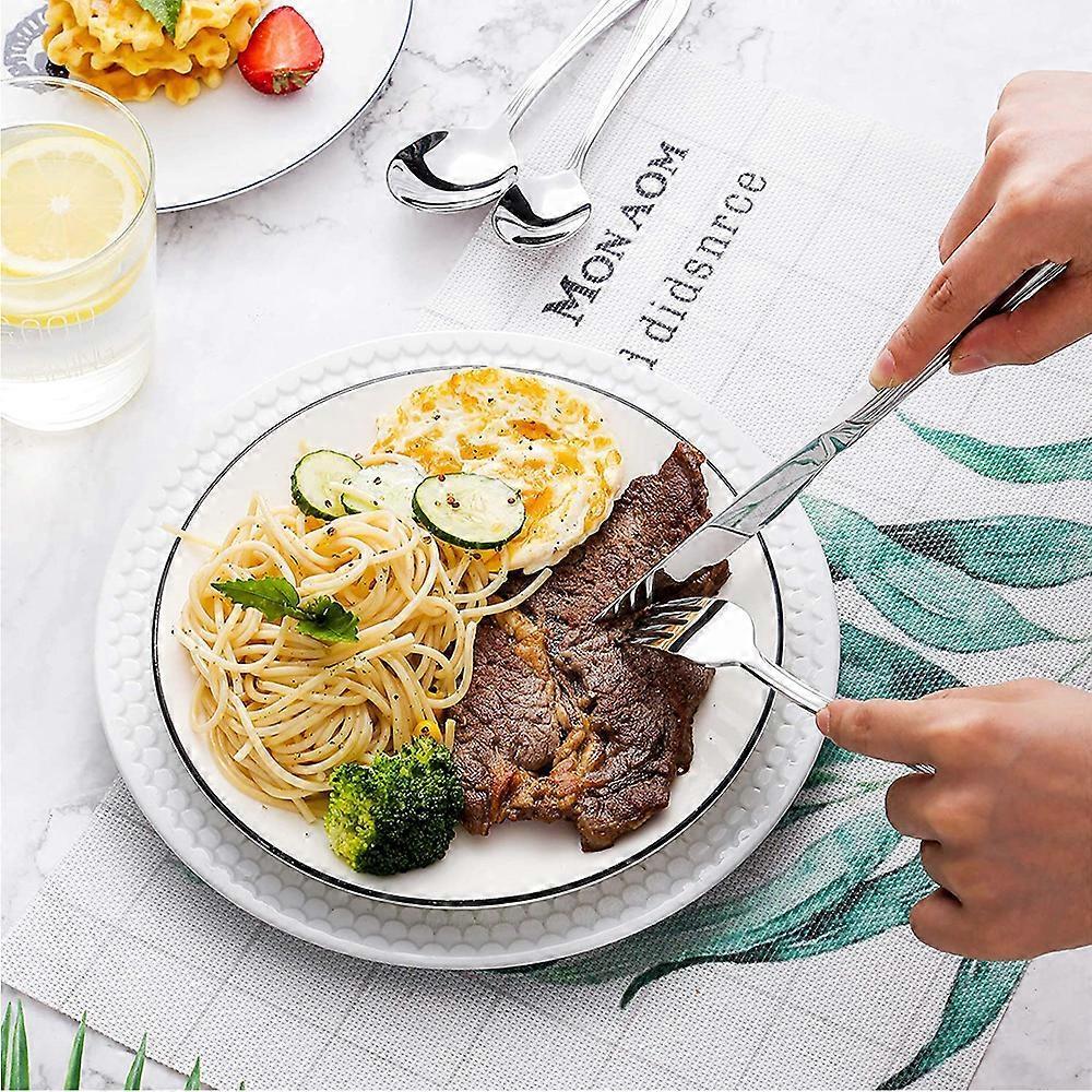 24 Piece Flatware Set Stainless Steel Cutlery with Knife Fork Spoon Teaspoon Dinnerware Cutlery Set with Gift Box