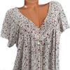 Summer Casual V Neck Printed T Shirt Loose Short Sleeve for Women Plus Size
