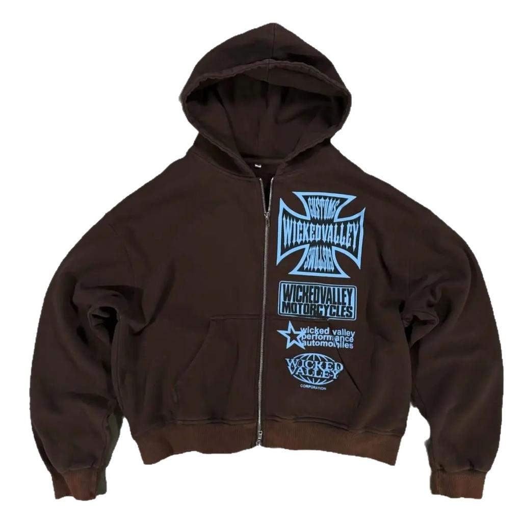 New digital 3D printing zipper Y2K sweater jacket for men and women