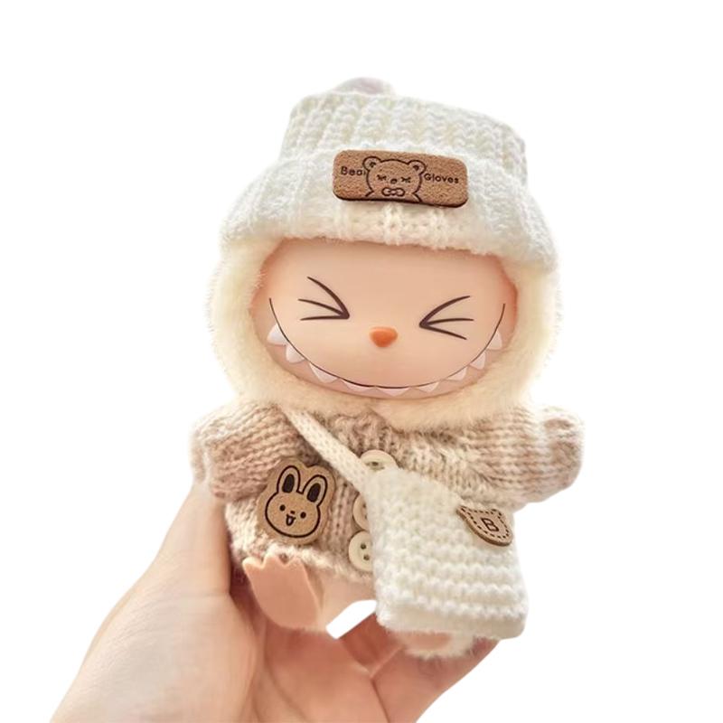 

17 см Мини Одежда для Куклы Наряд Аксессуары для Labubu Свитер Шляпа Сумка через Плечо Одежда Одежда для Куклы Labubu Одежда Одежда