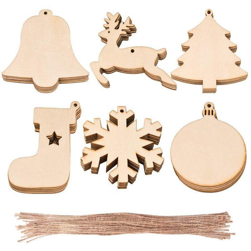 10pcsset Wooden Christmas Tree Decorative Hanging Decor Craft Gift Xmas Pendant