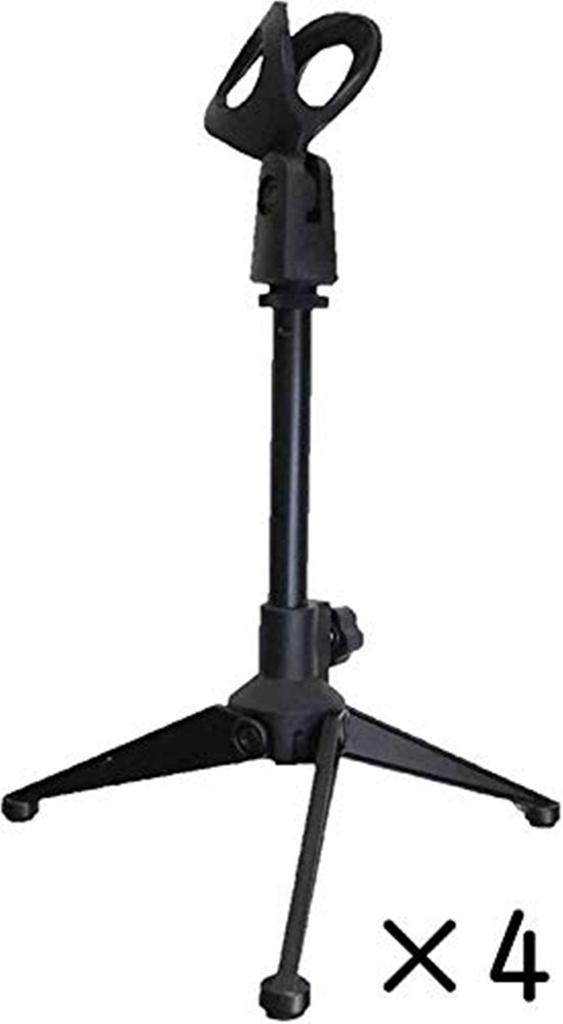 Steel Microphone Stand Tripod with Microphone Adjustable Suitable for and Black Clip-on Holder, Tabletop, Multifunctional, Foldable, Height,