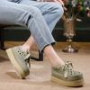 Johnature Thick Soled Hollow Hole Shoes Genuine Leather Lace Up Comfortable Women's Platform Sandals