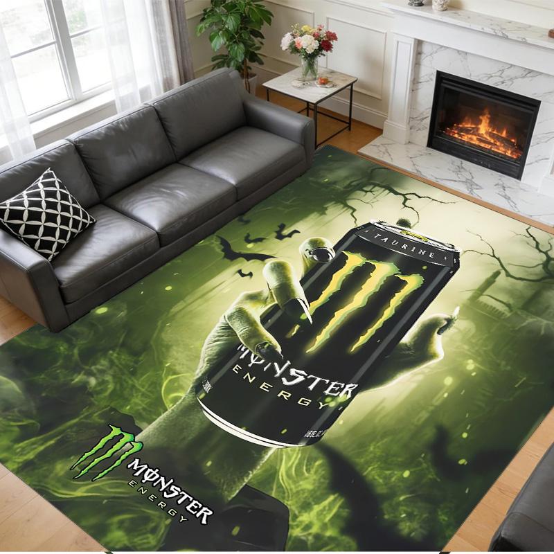 Monster Energy Druck Kristall Samt Plüsch Teppich Anti?Slip-Verschleiß?Robuster Bodenbelag Teppich für Innenbereich Haushalt Heimdekoration