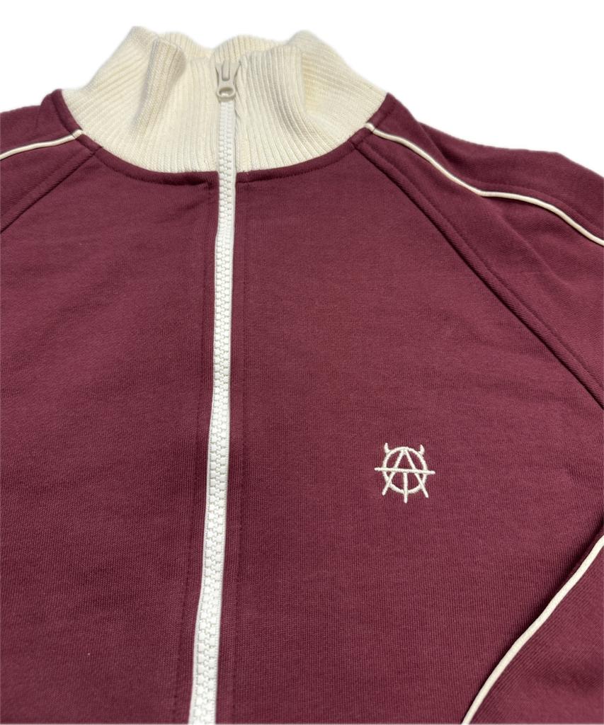 Astrwrld Crop Track Zip-Up Jacket (Burgundy)