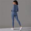 Knit Seamless Long Sleeve Yoga Set High Waist Sports Pants Exercise Running Suit Fitness Clothing