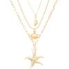 Gold Starfish Pendant Necklace Pearl Shell Charm Chain Necklace Summer Collarbone Necklace